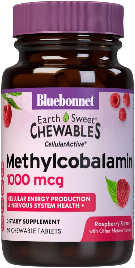 EarthSweet Methylcobalamin 1000 mcg Chewable Tablets - Raspberry Flavour - 60 Count