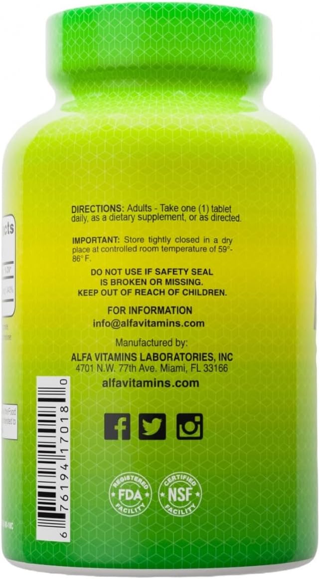 ALFA VITAMINS Folic Acid 800 mcg Supplement, 100 Tablets - görsel 3