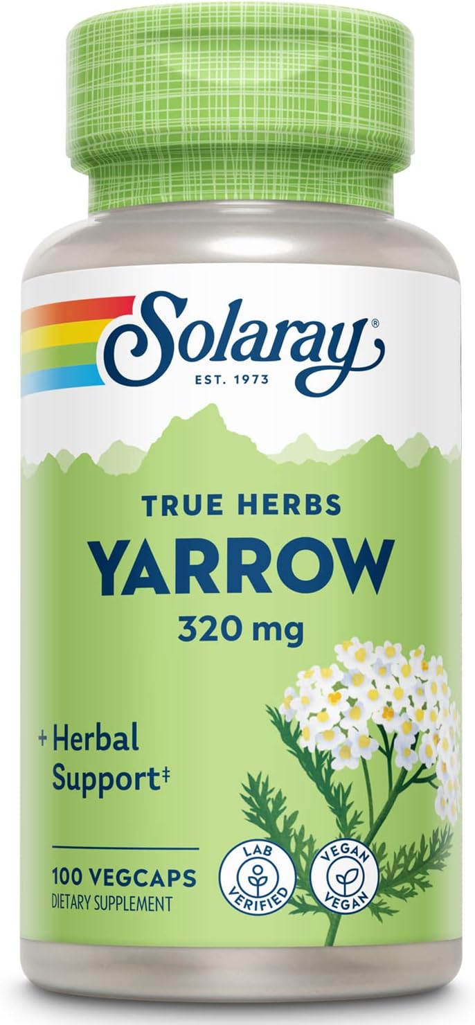 SOLARAY True Herbs Yarrow 320mg, Whole Aerial - Herbal Supplement for General Health Support