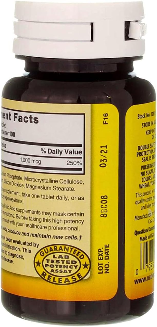 Swanson Folic Acid 1000 mcg - 100 Tablets