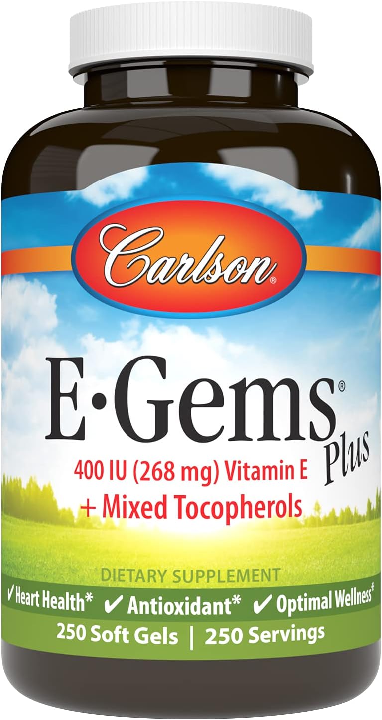 Carlson E-Gems Plus - Natural Vitamin E 400 IU, 250 Softgels
