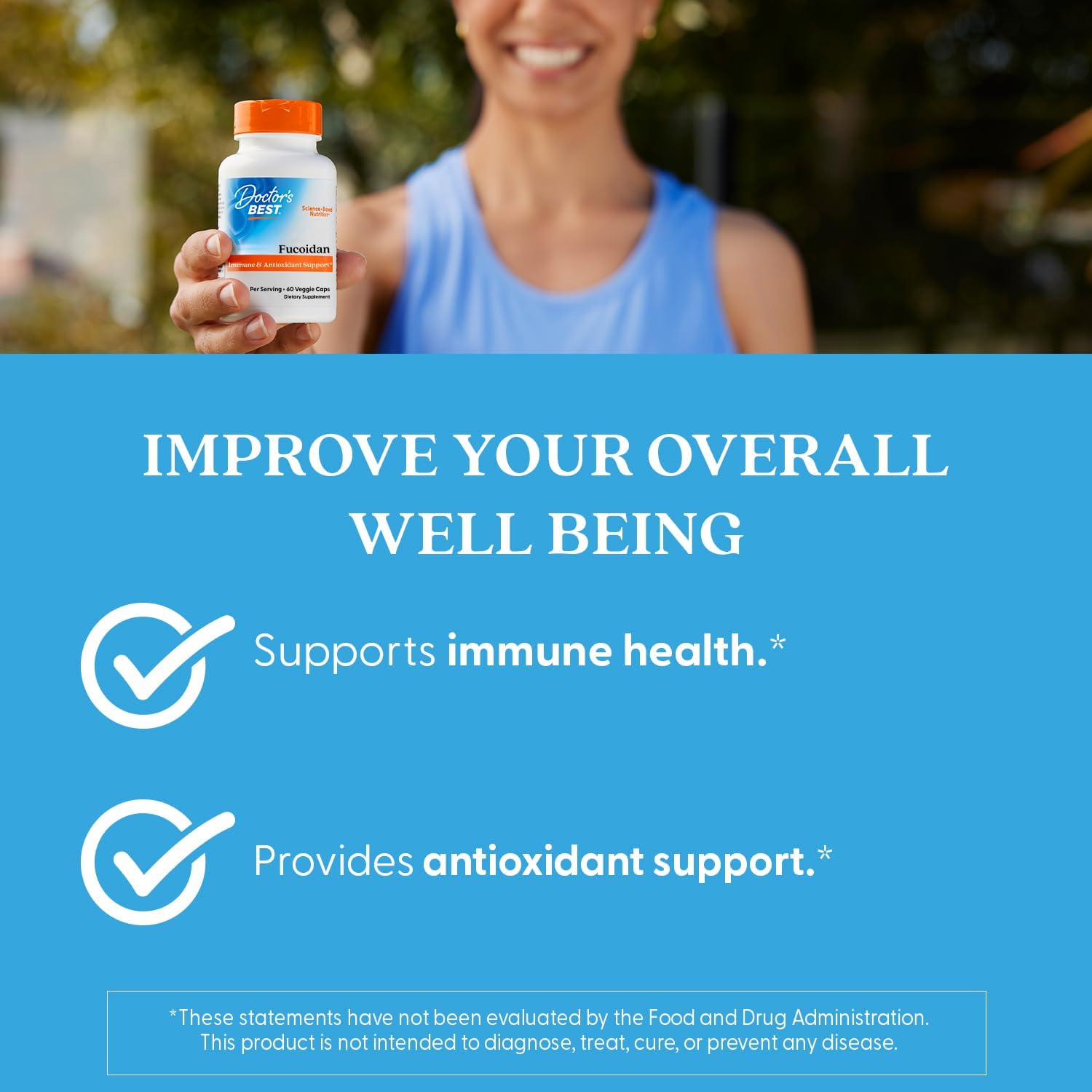 Doctor's Best Fucoidan Supplement for Immune Health & Antioxidant Support – 600mg, 60 Veg Caps