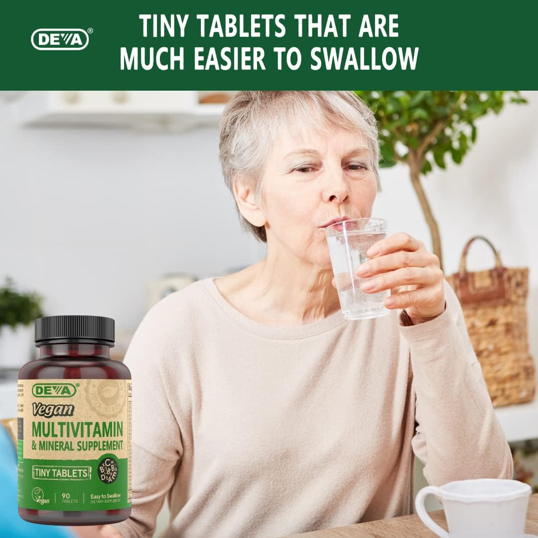 DEVA Vegan Multivitamin & Mineral Supplement – Tiny Tablets, 90 Tablets