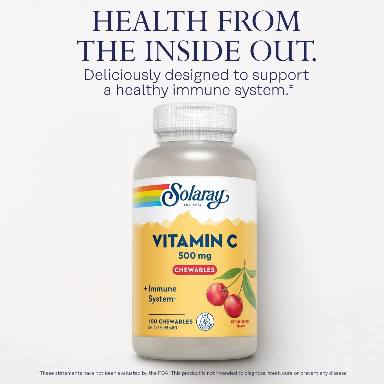 SOLARAY Chewable Vitamin C 500 mg - Natural Cherry Flavour, 100 Chewables