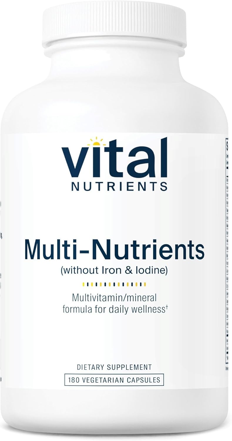Vital Nutrients Multi-Nutrients (No Iron or Iodine) – Daily Multivitamin and Mineral Formula with Antioxidants – 180 Vegetarian Capsules