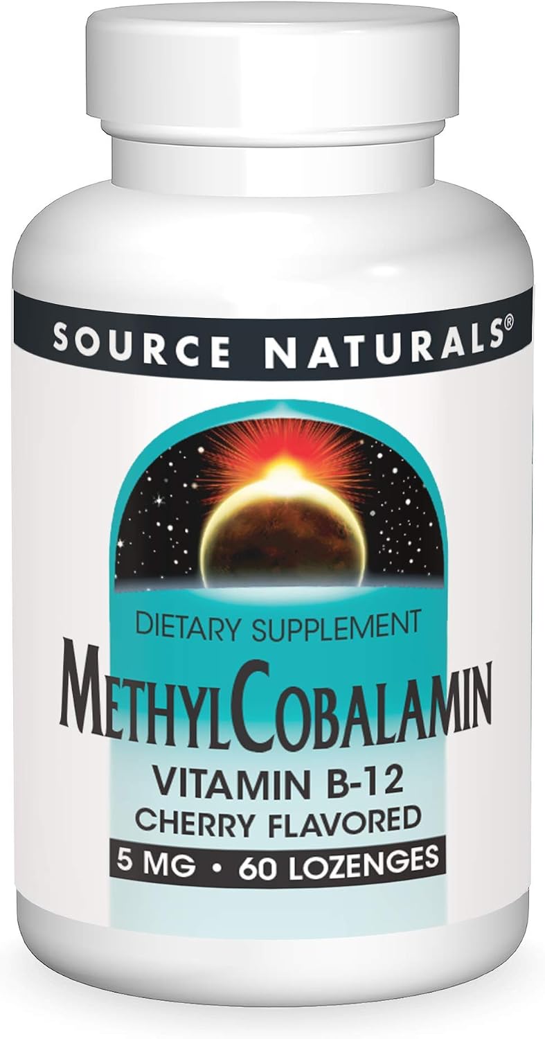Source Naturals Methylcobalamin Vitamin B-12 - Cherry Flavoured - 5mg (5000 mcg) - 30 Lozenges