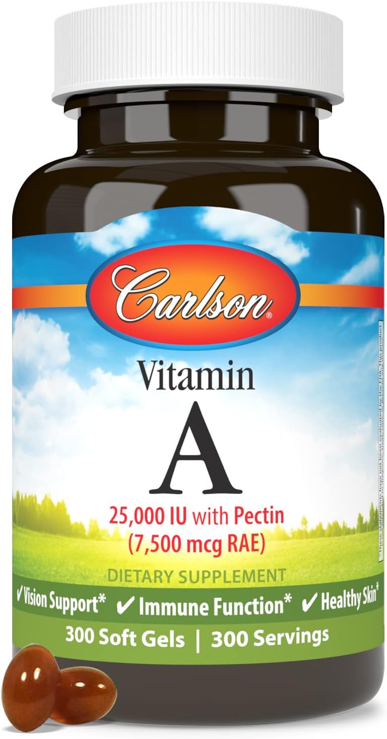 Carlson Labs Vitamin A with Pectin, 25,000 IU, 300 Softgels