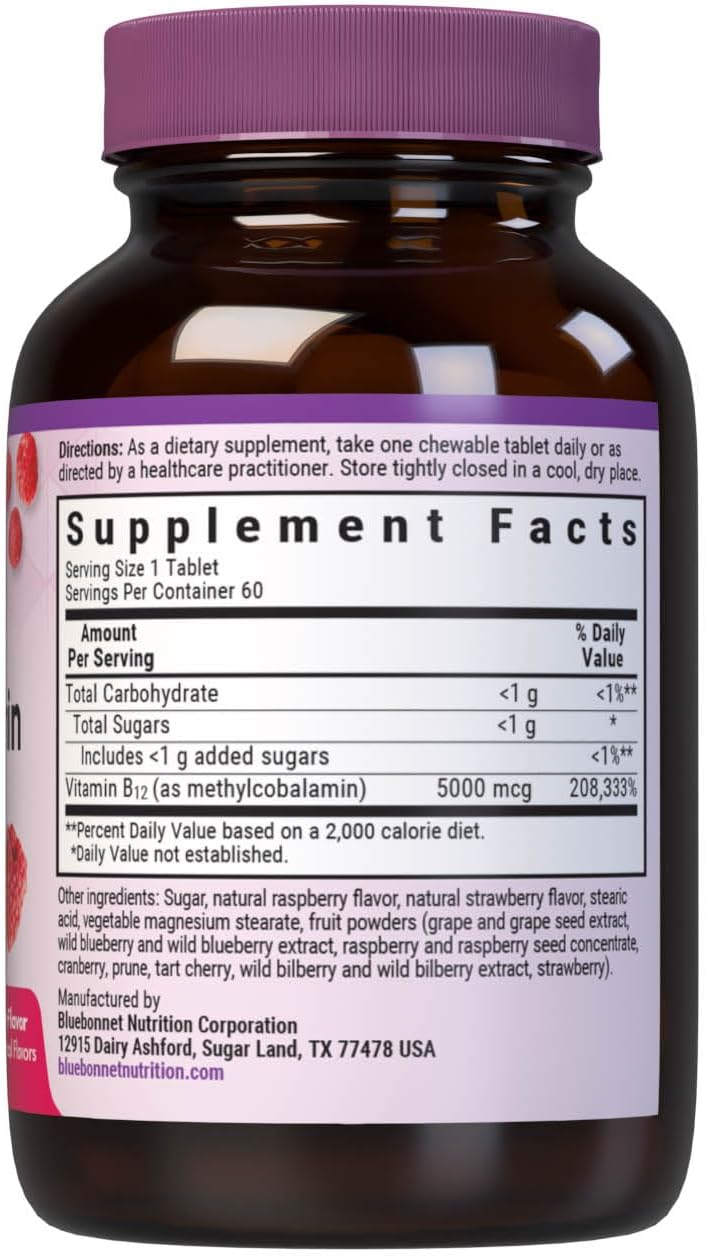 Bluebonnet EarthSweet Methylcobalamin 5000 mcg Chewable Tablets, Raspberry - görsel 2