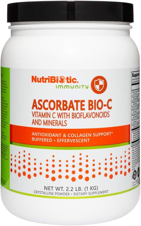 NutriBiotic - Ascorbate Bio-C, 454 g | Effervescent Vitamin C Powder with Lemon Bioflavonoids & Minerals