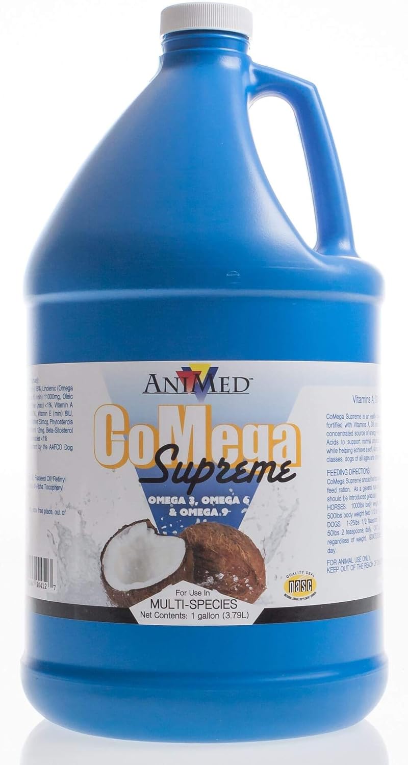 AniMed CoMega Supreme, 1 Gallon, Balanced Essential Fatty Acid Coat Supplement for Horses and Dogs - görsel 1