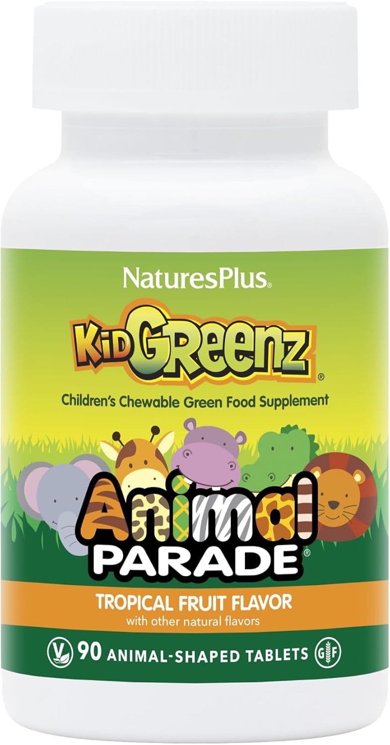 Nature's Plus Animal Parade KidGreenz, Tropical Fruit Flavour – 90 Chewable Tablets