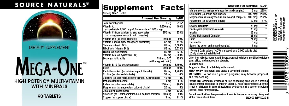 Source Naturals Mega-One Multivitamin with Minerals