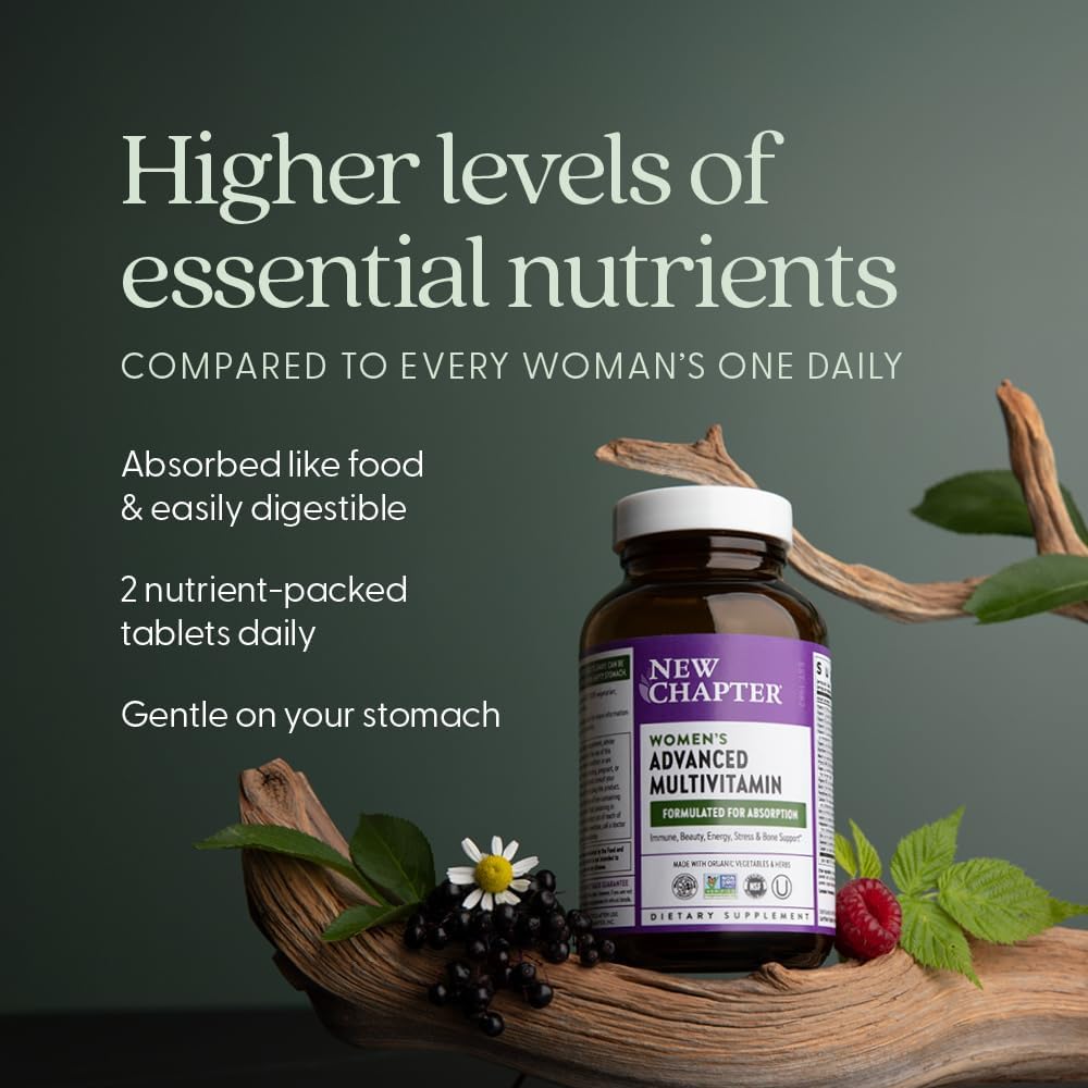 New Chapter Women's Multivitamin Advanced Formula - Whole-Food Fermented with Iron & Vitamin D3, 120 Tablets