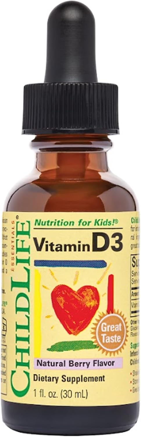 ChildLife Essentials Baby Vitamin D3 Drops – 500 IU – Natural Berry Flavour