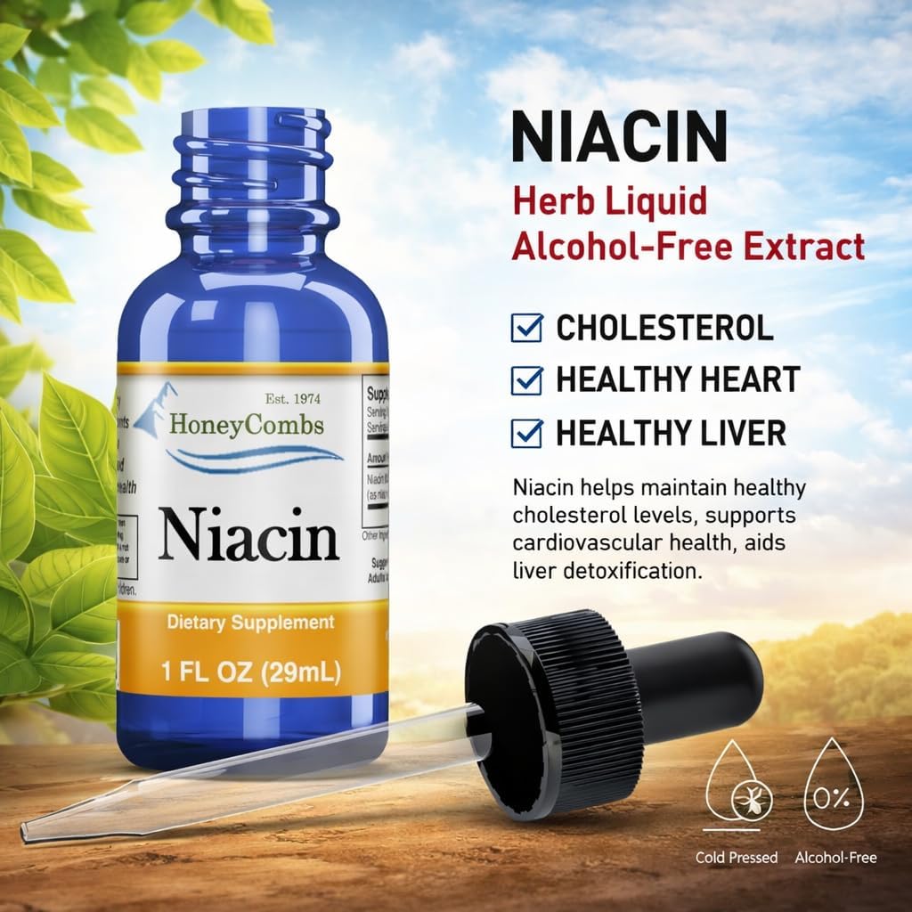 HoneyCombs Vitamin B3 Liquid Niacin Drops | Non-Flushing Niacinamide | 30 mL