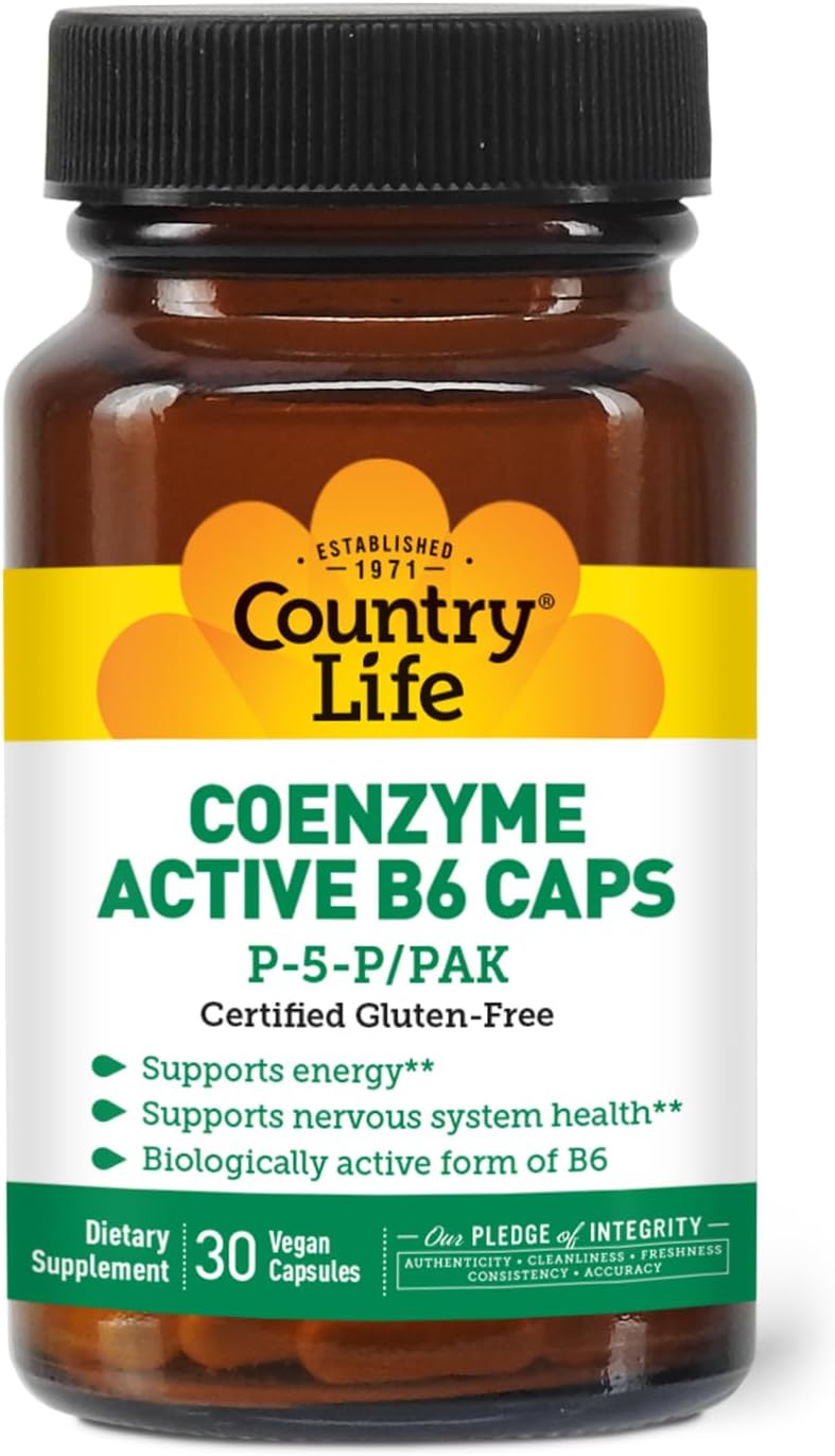 Country Life Coenzyme Active B-6 - 50 mg Vitamin B6 (as 25 mg P-5-P) - 30 Vegetarian Capsules