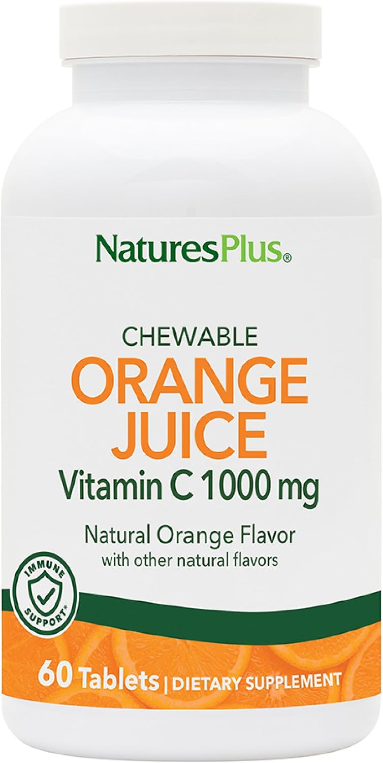 NaturesPlus Orange Juice Vitamin C 1000 mg Chewable Tablets – 60 Count