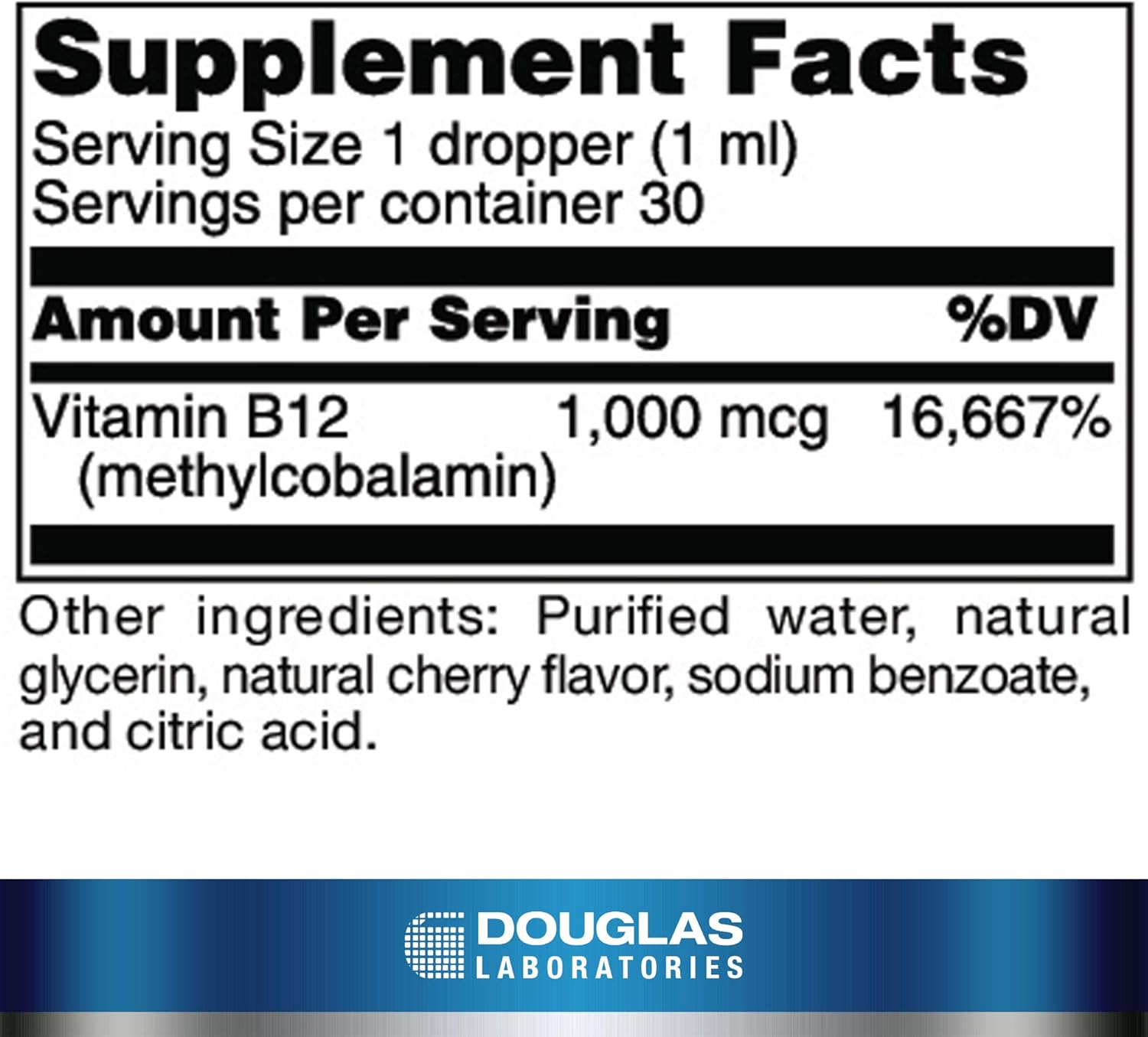 Douglas Laboratories Liquid B12 (Methylcobalamin) – 30 mL