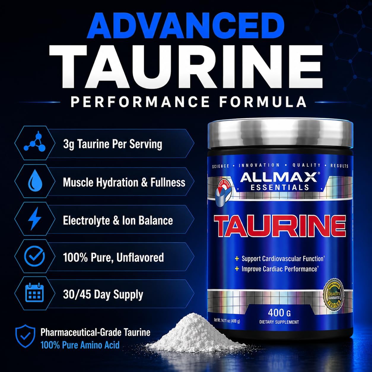 ALLMAX Essentials Taurine Powder - 400g (133 Servings) - görsel 2