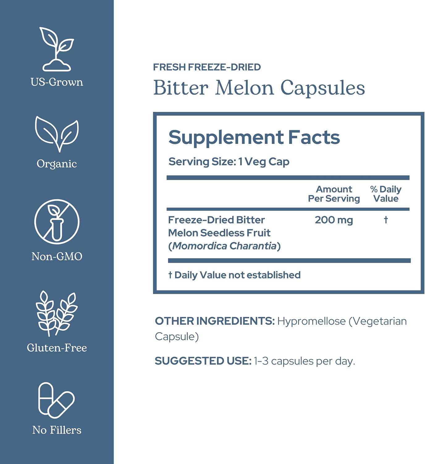 Eclectic Herb Bitter Melon Capsules - Digestion and Immune Support - 200 mg, 90 Count
