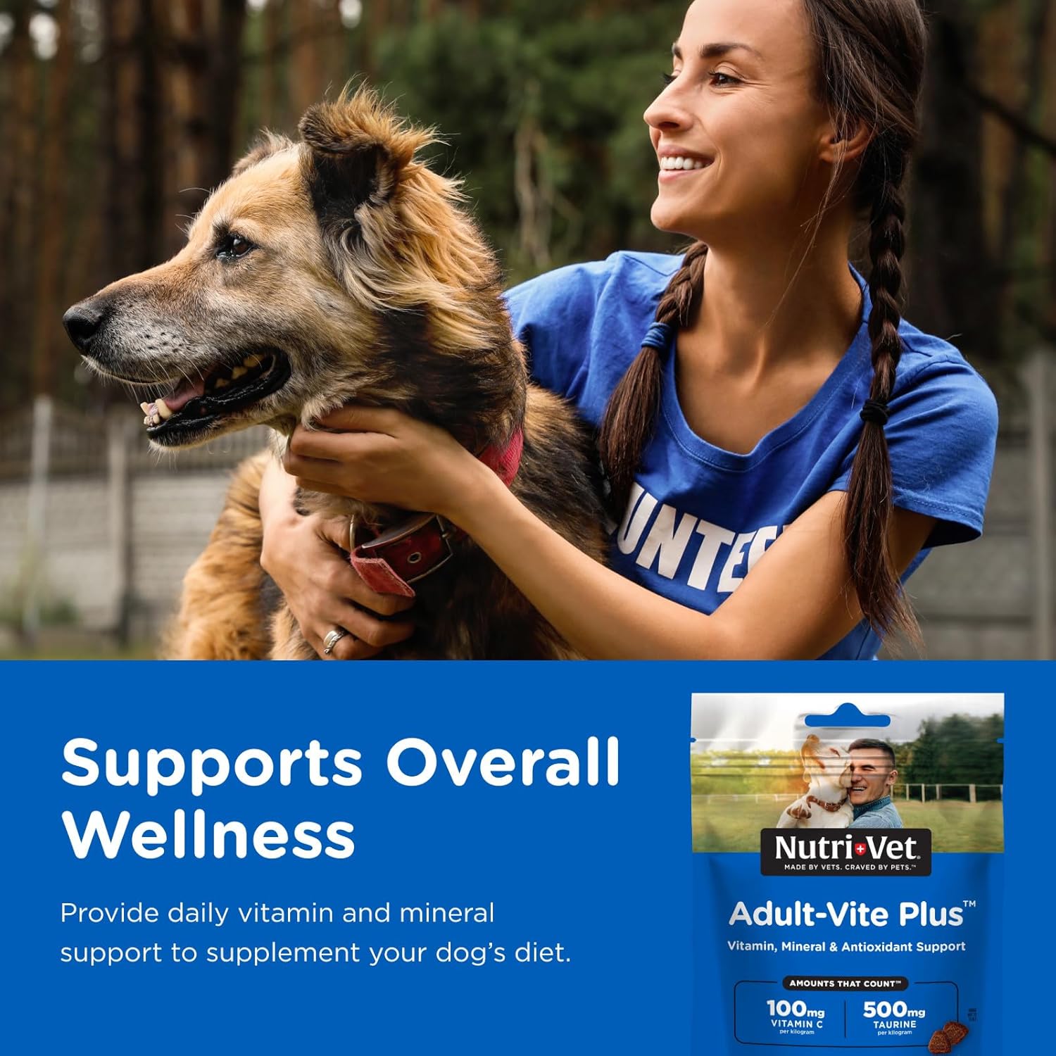 Nutri-Vet Adult-Vite Plus Dog Multivitamin Soft Chews, Daily Dog Supplement with Vitamins Minerals and Antioxidants, Supports Skin, Immune, Joint, and Gut Health, Tasty Chicken Flavour, 70 Count