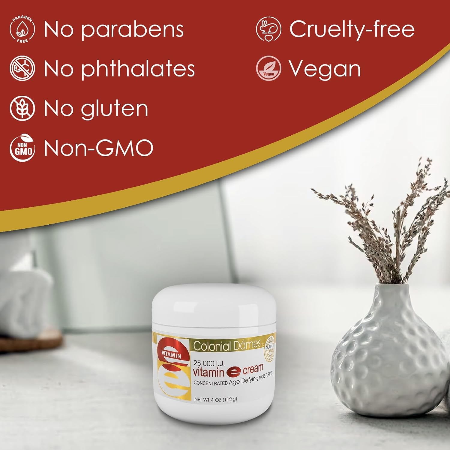 Colonial Dames Concentrated Vitamin E Moisturising Cream - 28,000 I.U. for Dry Skin & Fine Lines