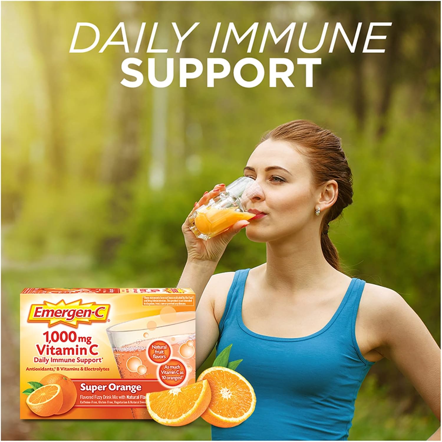 Emergen-C 1000mg Vitamin C Powder for Immune Support, Super Orange Flavour, 30 Count