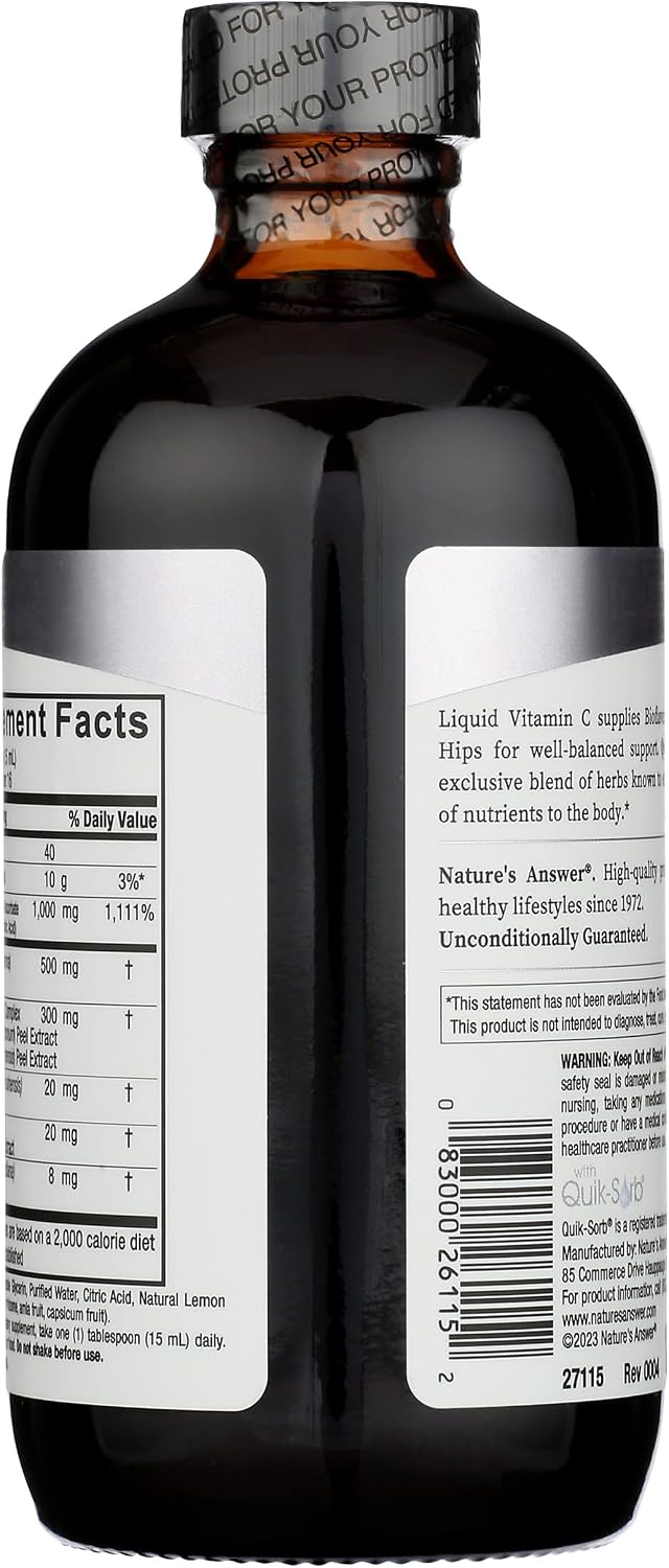 Nature's Answer Liquid Vitamin C 1000 mg with Rose Hips & Bioflavonoids, 237 mL