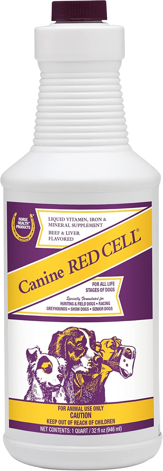 Horse Health Canine Red Cell, Liquid Vitamin-Iron-Mineral Supplement for Puppies, Active Senior and Pregnant Dogs, 946 mL