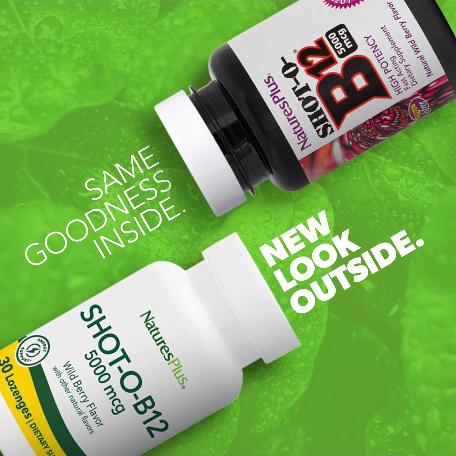 NaturesPlus Shot-O-B12 - 30 Lozenges, Wild Berry Flavour - 5000 mcg - Vegan, Gluten Free