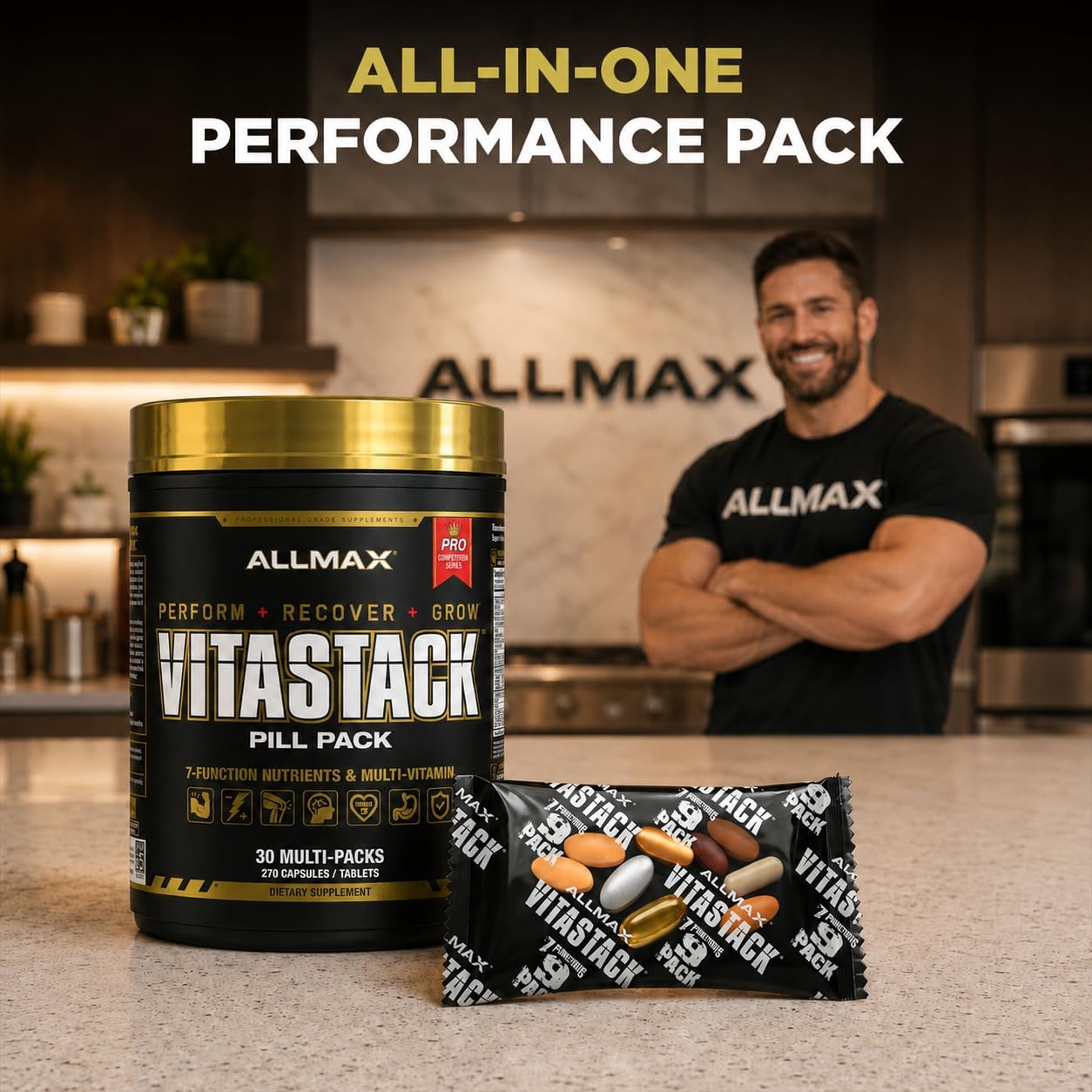 ALLMAX VITASTACK Multivitamin Packs – 30 Daily Packs with Omega-3, BCAAs & Enzymes - görsel 6