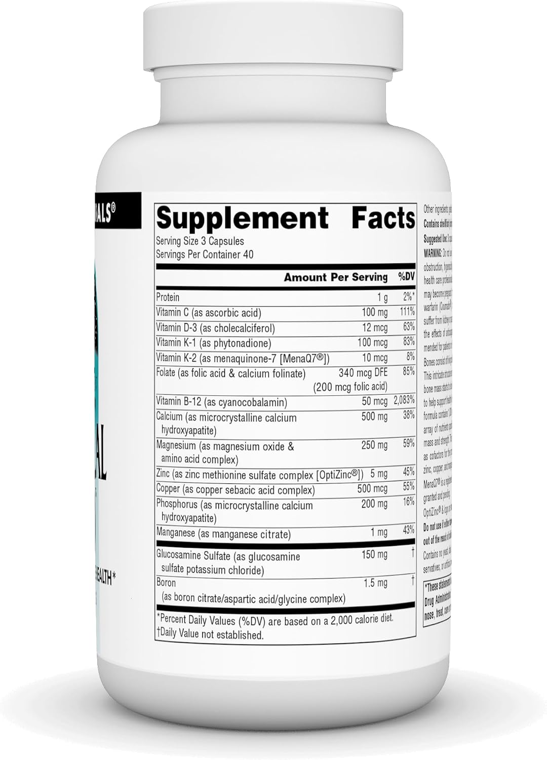 Source Naturals Ultra-Cal 1000, Comprehensive Bone Health – 120 Capsules