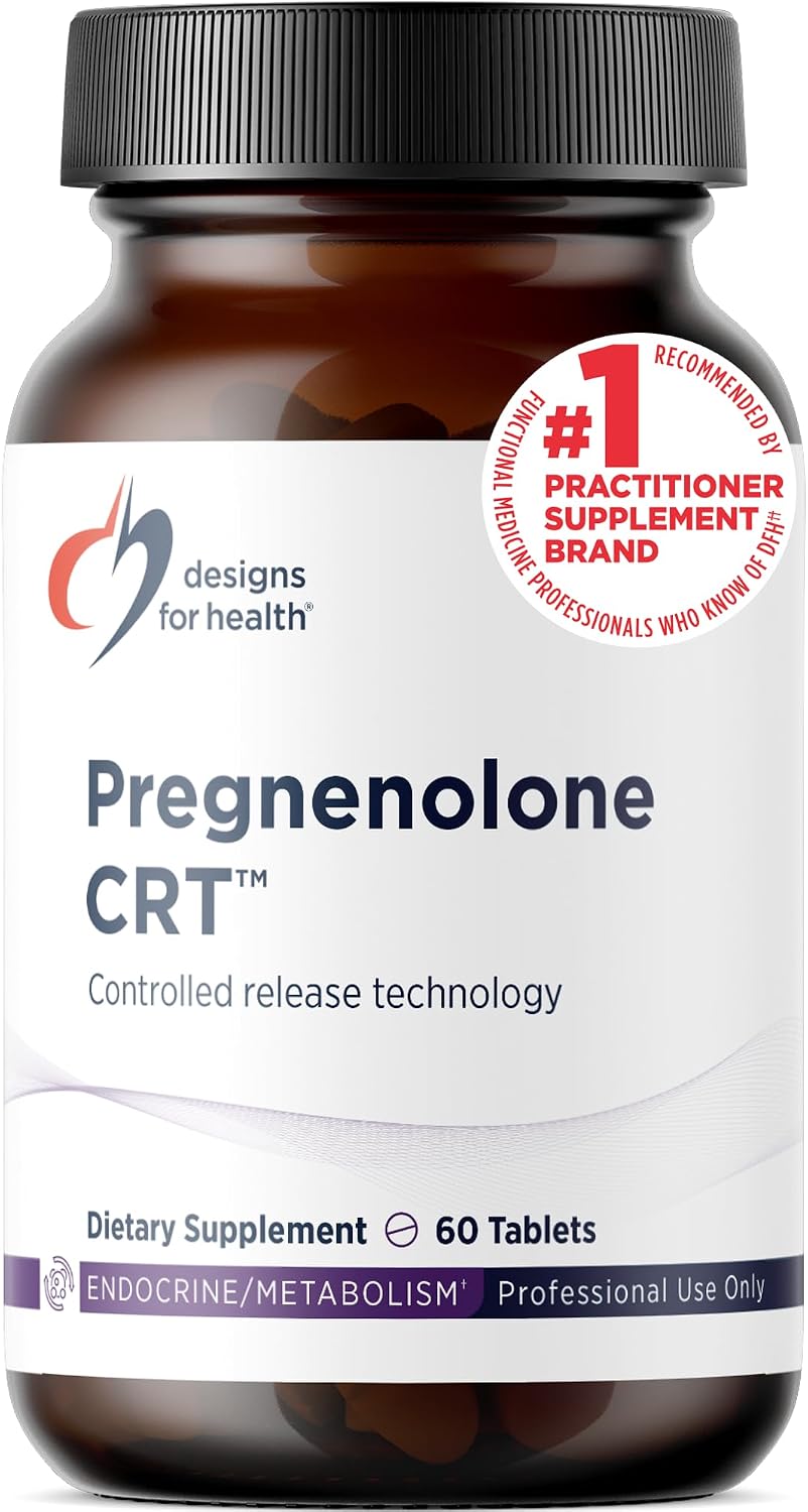 Designs for Health Pregnenolone CRT - 30mg Controlled Release Pregnenolone (10-12 Hour) - Hormone Precursor for Men and Women - Vegan + Non-GMO (60 Tablets)