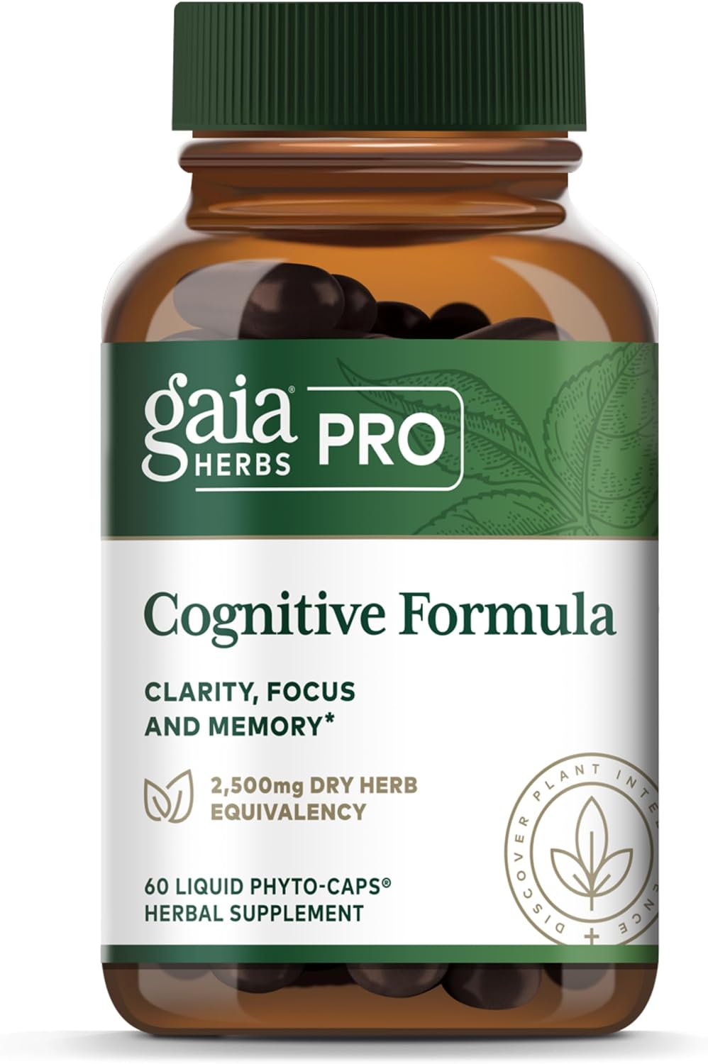 GAIA HERBS PRO Cognitive Formula – Brain Health & Blood Flow Support with Fo-Ti Root, Ginkgo Leaf, & Gotu Kola Leaf – 60 Liquid Phyto-Caps (30 Servings)