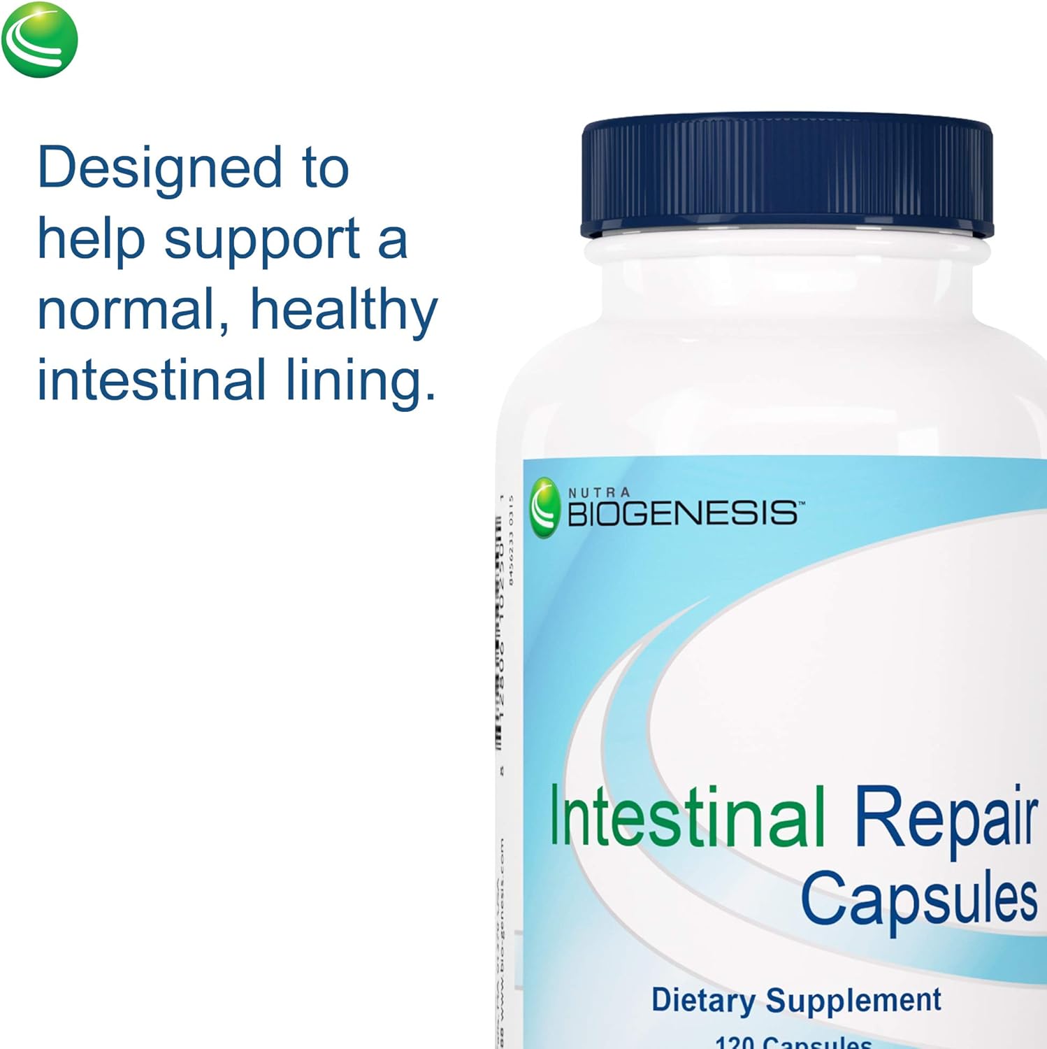 Nutra BioGenesis Intestinal Repair Capsules – Gut Health Supplement with Sodium Butyrate, L-Glutamine – 120 Capsules