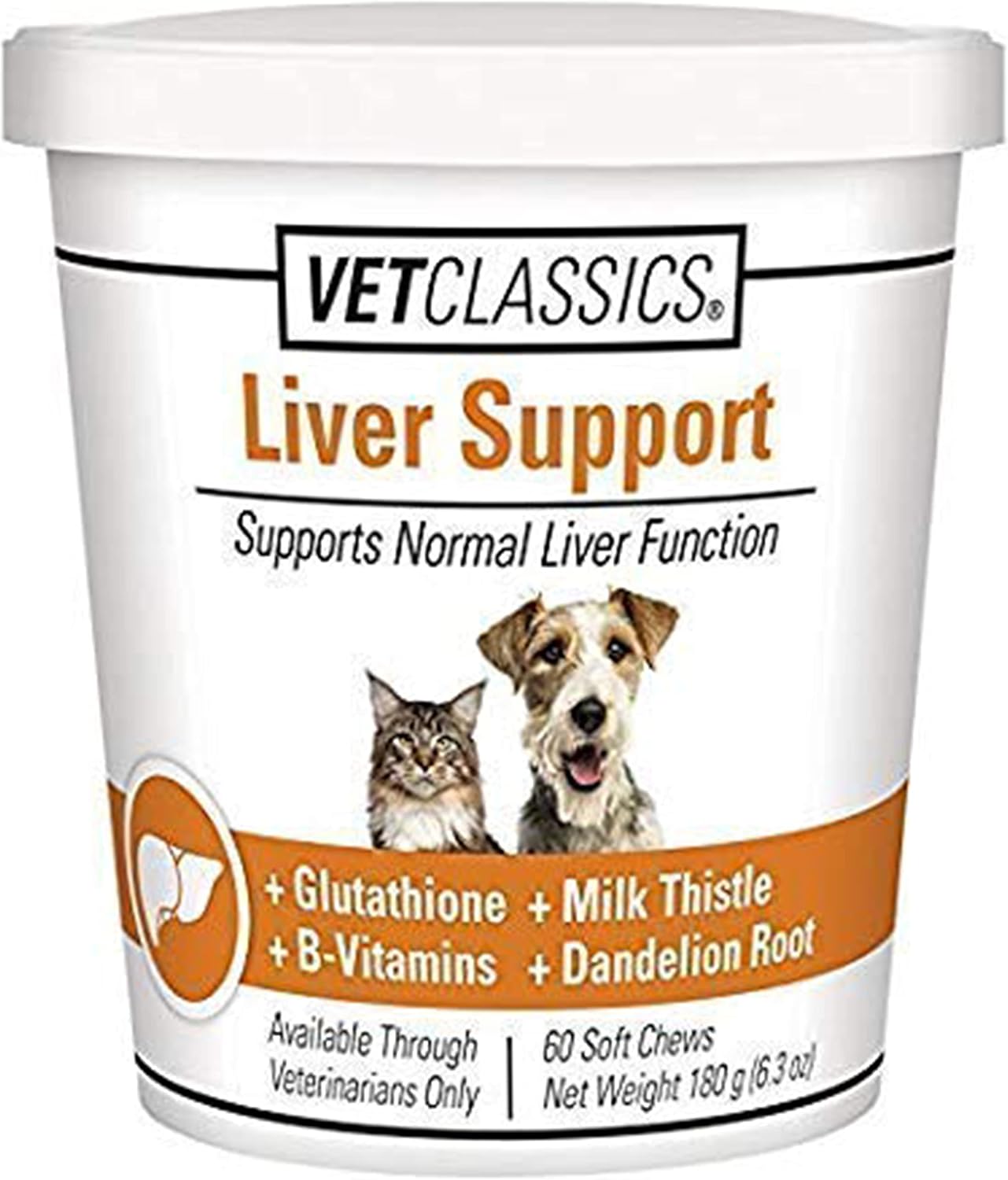 Vet Classics Liver Support Pet Health Supplement for Dogs and Cats – Liver Functions – B-Vitamins, Glutathione, Milk Thistle – 60 Chewable Tablets (Canada)