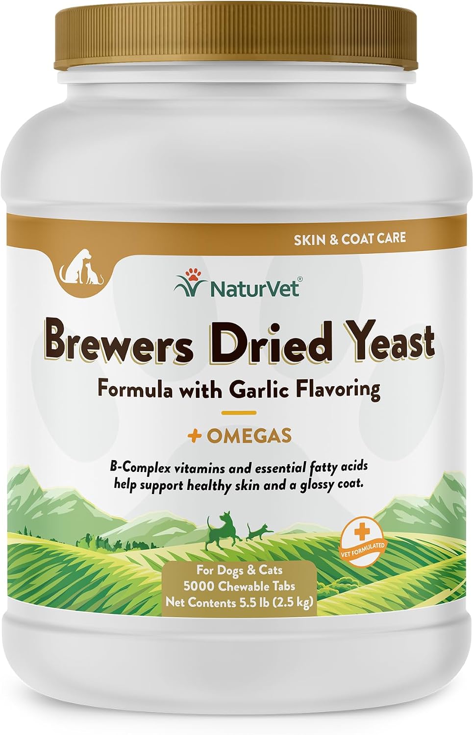 NaturVet Brewer's Dried Yeast Formula with Garlic Flavouring for Dogs & Cats, 5000 Chewable Tablets