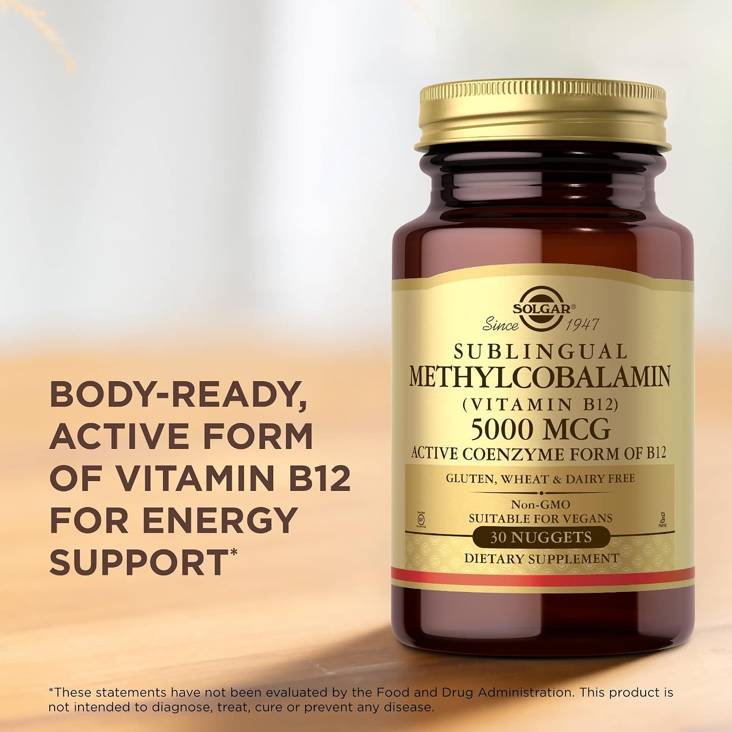 Solgar Methylcobalamin (Vitamin B12) 5000 mcg, 30 Sublingual Nuggets