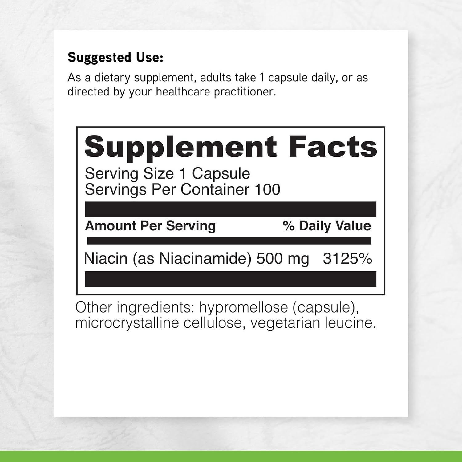 Davinci Labs Niacinamide 500 mg - Vitamin B3 Supplement, 100 Vegetarian Capsules