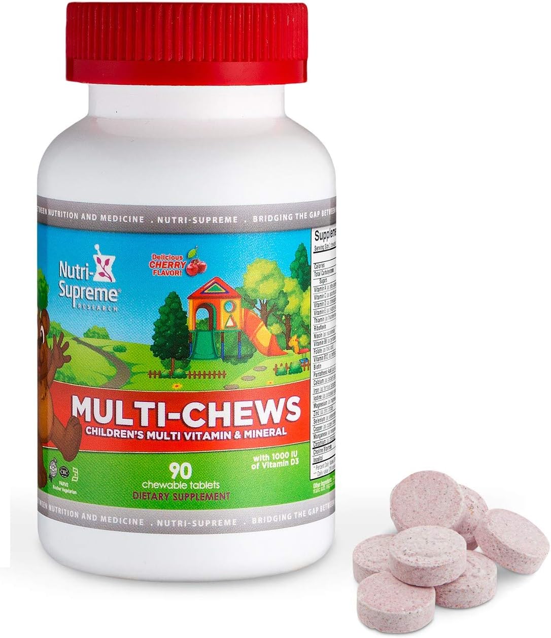 Delicious Kids Multivitamin – 90 Vegetarian Gummies – Complete Children’s Supplement with Vitamins A, C, D3, Calcium, Iron, Folic Acid, Zinc – Cherry Flavour