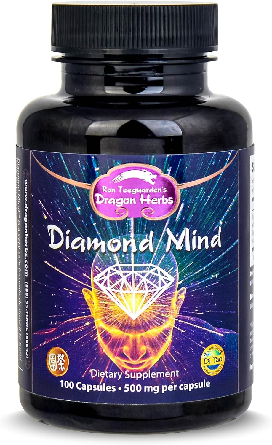 Dragon Herbs Diamond Mind – Plant-Based Brain & Memory Support with Ginkgo, Schizandra & Eleuthero (100 Capsules)