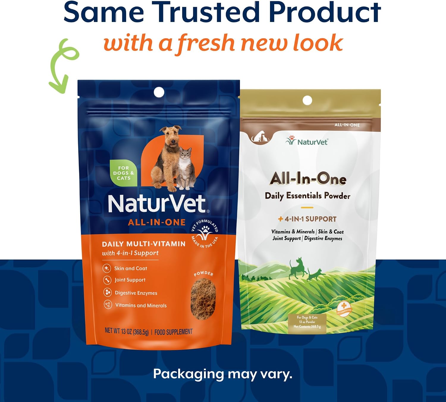 NaturVet All-in-One Dog Supplement – Joint Support, Digestion, Skin & Coat – Dog Multivitamins with Omega-3,6,9 – Wheat-Free Powder – 370 g