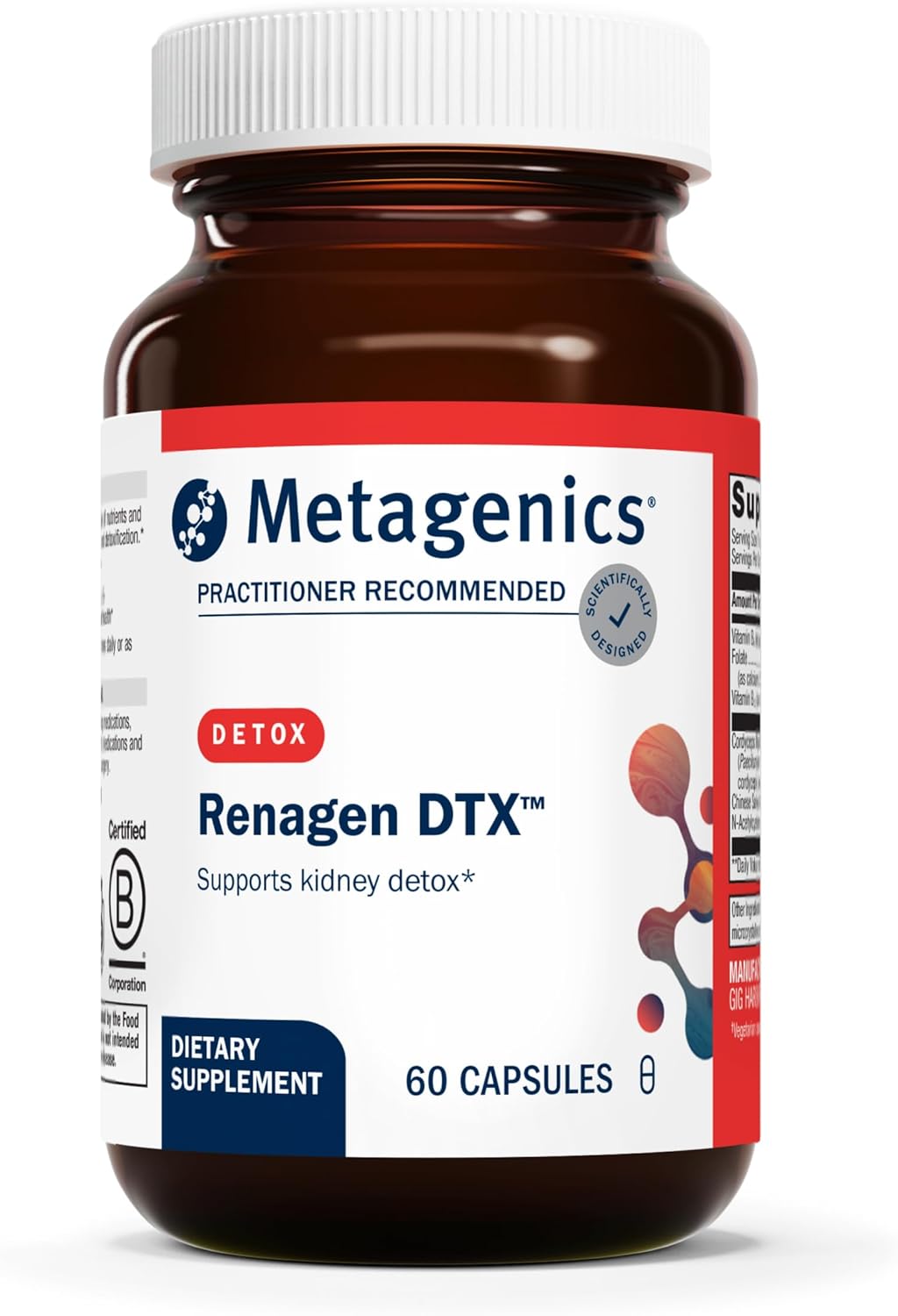 Metagenics Renagen DTX – Kidney Detox & Heart Health Support with NAC, Cordyceps & Methylated B Vitamins