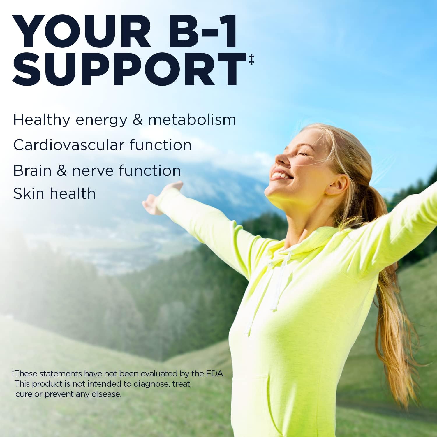 KAL Vitamin B1 100 mg – Thiamine for Energy, Metabolism, and Nervous System Health – 100 Tablets