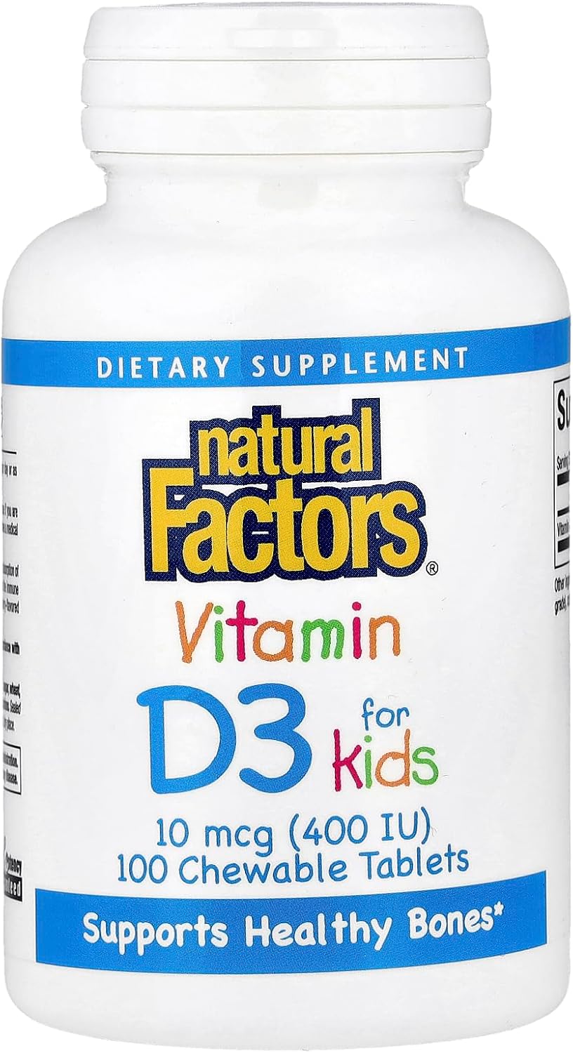 Natural Factors Vitamin D3 400 IU (10 mcg) Chewable Tablets, 100 Count