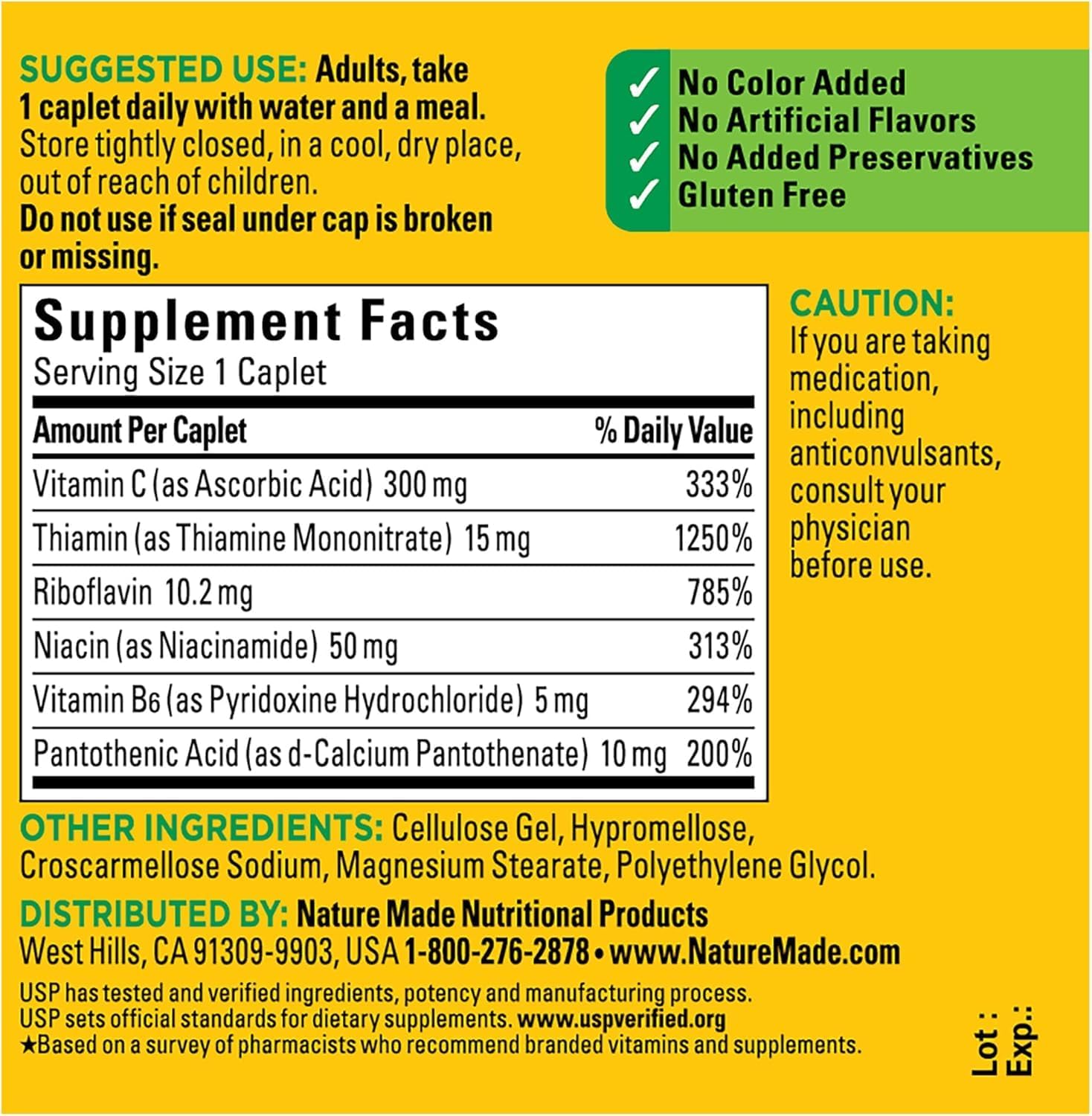 Nature Made Vitamin B-Complex Caplets, 100 Count (Pack of 2)