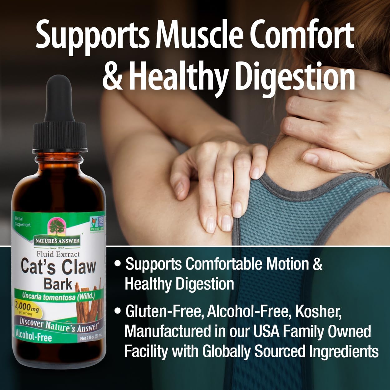 Nature's Answer Cat's Claw Bark Liquid Extract – Alcohol-Free, Vegan, Non-GMO, Gluten-Free, Kosher – 2 fl oz (59 mL)