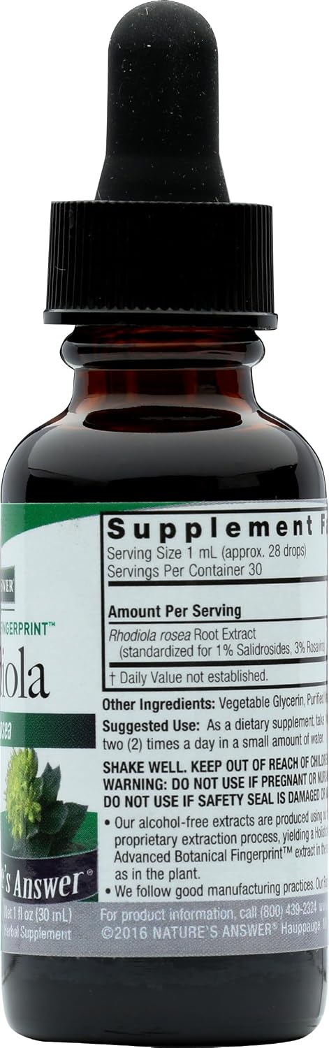 Nature's Answer Rhodiola Root, Alcohol-Free, 30 mL (1 oz)