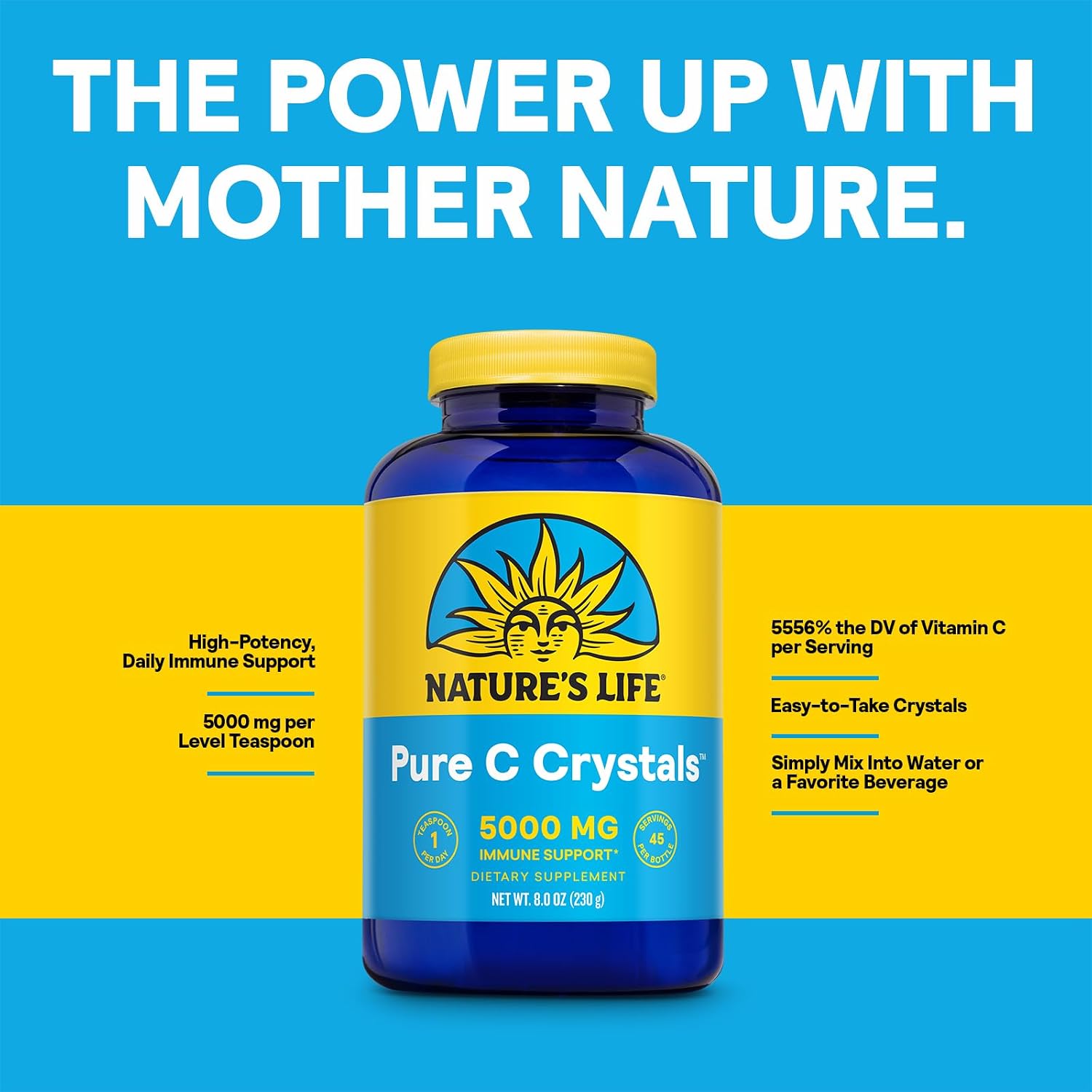 Nature's Life Pure Vitamin C Crystals, 5000 mg – Vitamin C Powder
