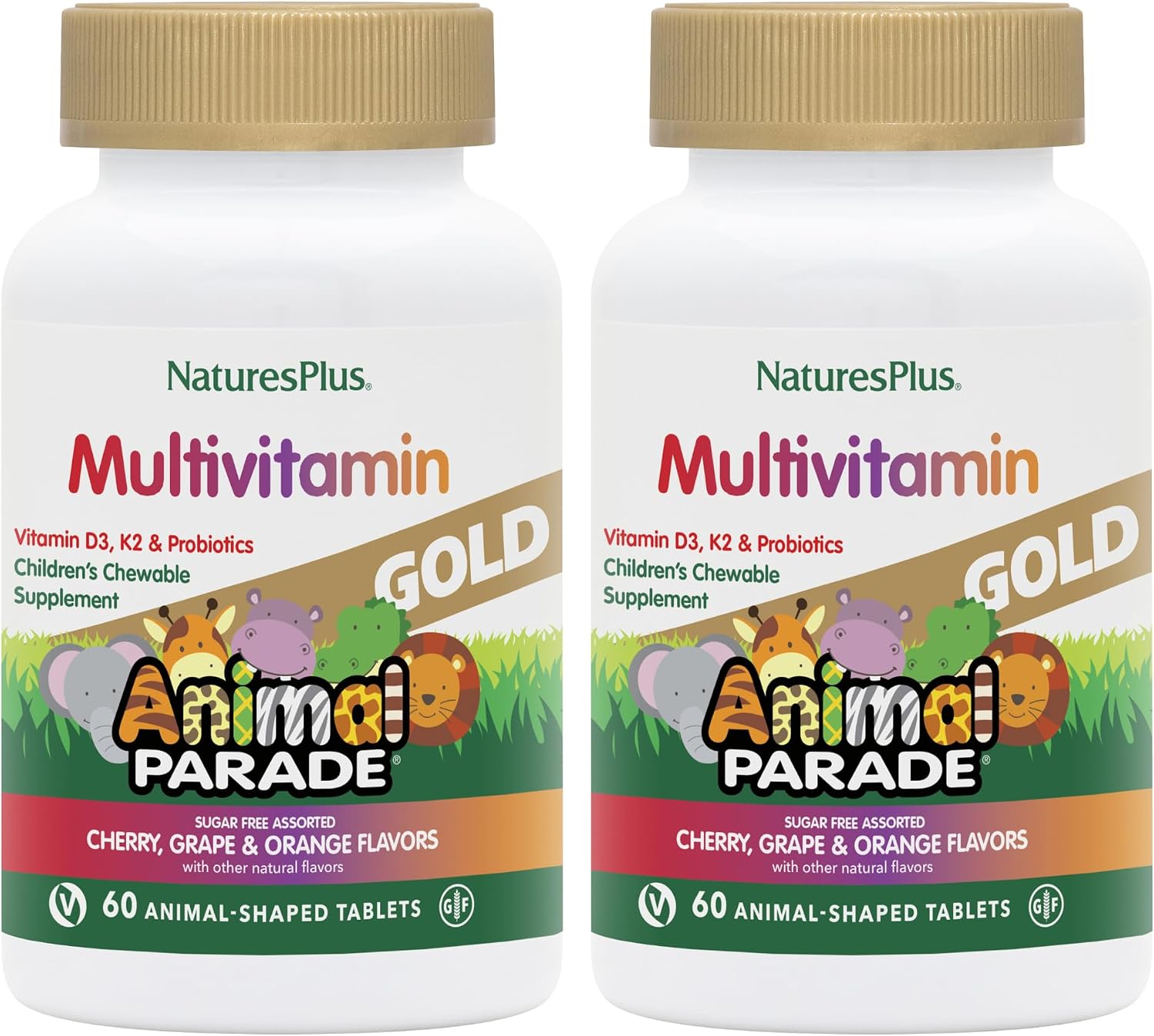 NaturesPlus Animal Parade Source of Life Gold Children's Chewable Multivitamin – 60 Chewable Tablets